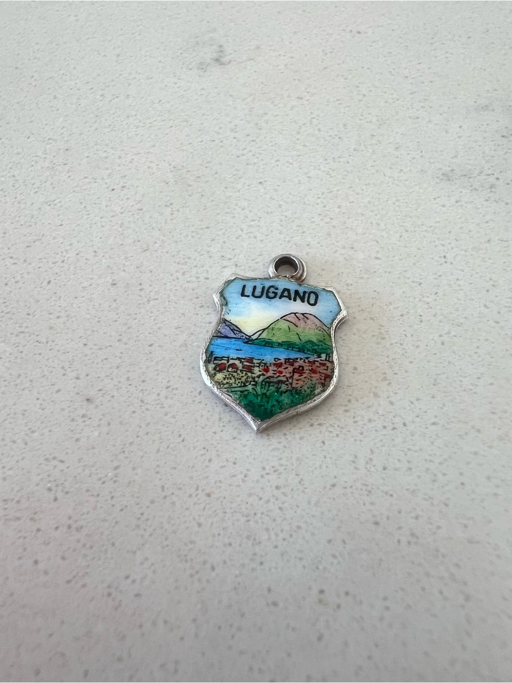 Vintage Lugano Switzerland 800 Silver Enamel Charm 🇨🇭